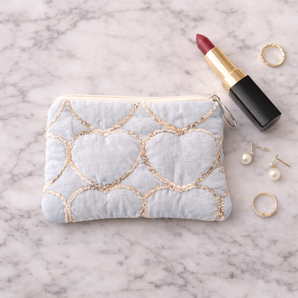 Porte-monnaie Coeurs Bleus Kawaï