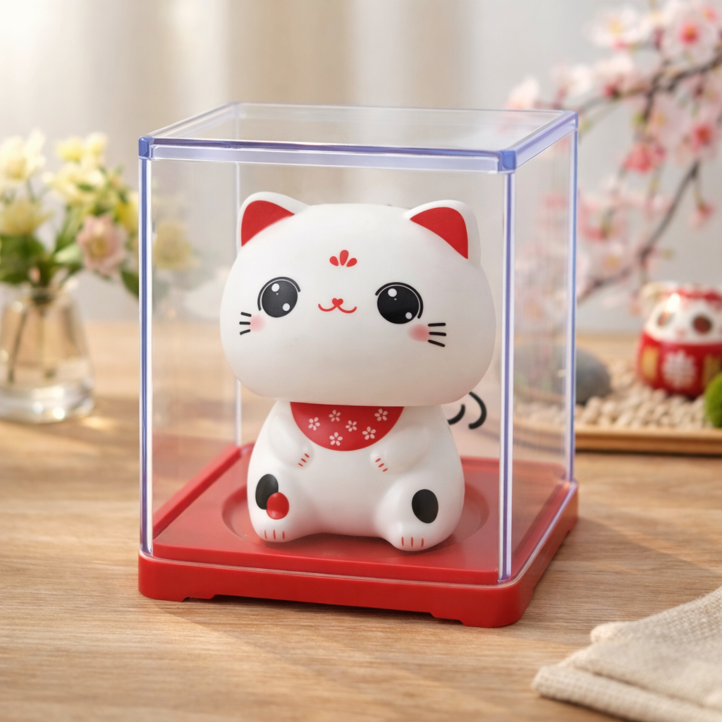 Lucky Cat Super Kawaï Blanc - Solaire - Maneki-Neko