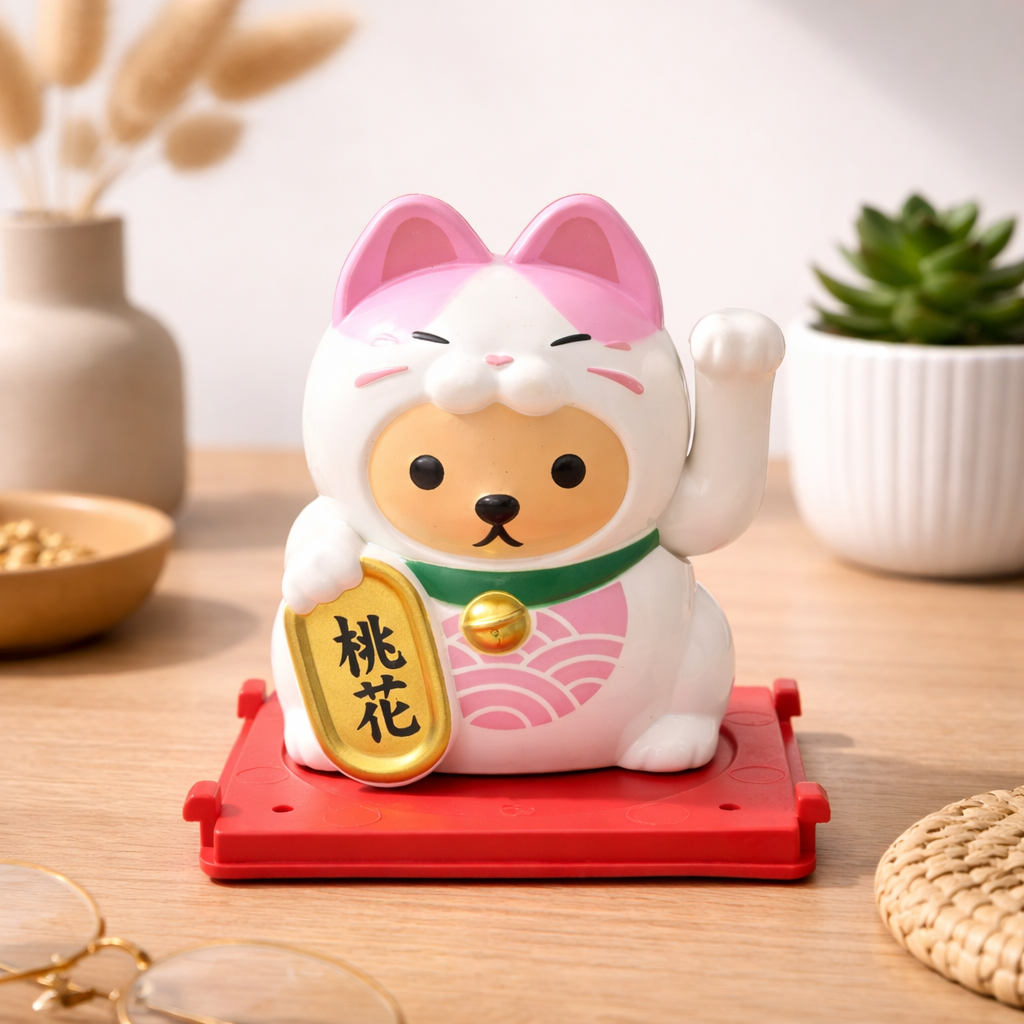 Lucky Cat Kawaï Rose Déguisé - Solaire