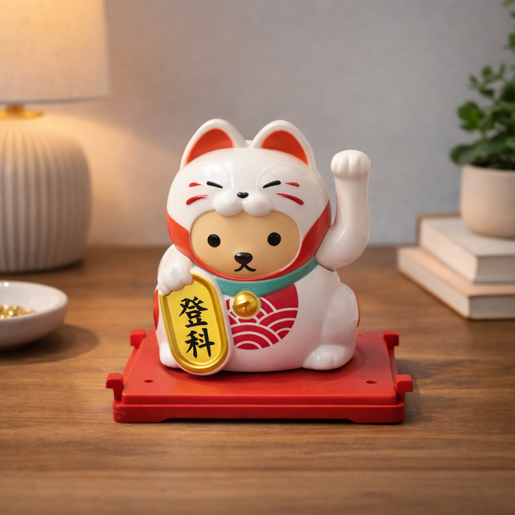 Lucky Cat Kawaï Rouge Déguisé - Solaire