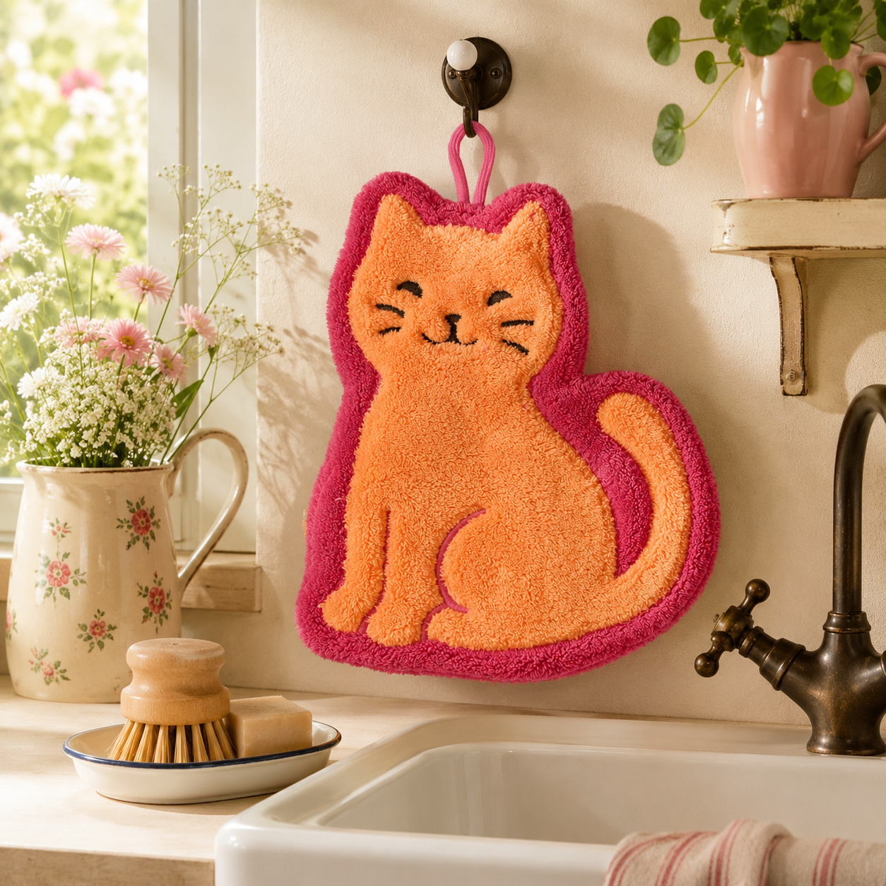 Essuie-mains Coréen Chat mignon -Serviette Happy Hands
