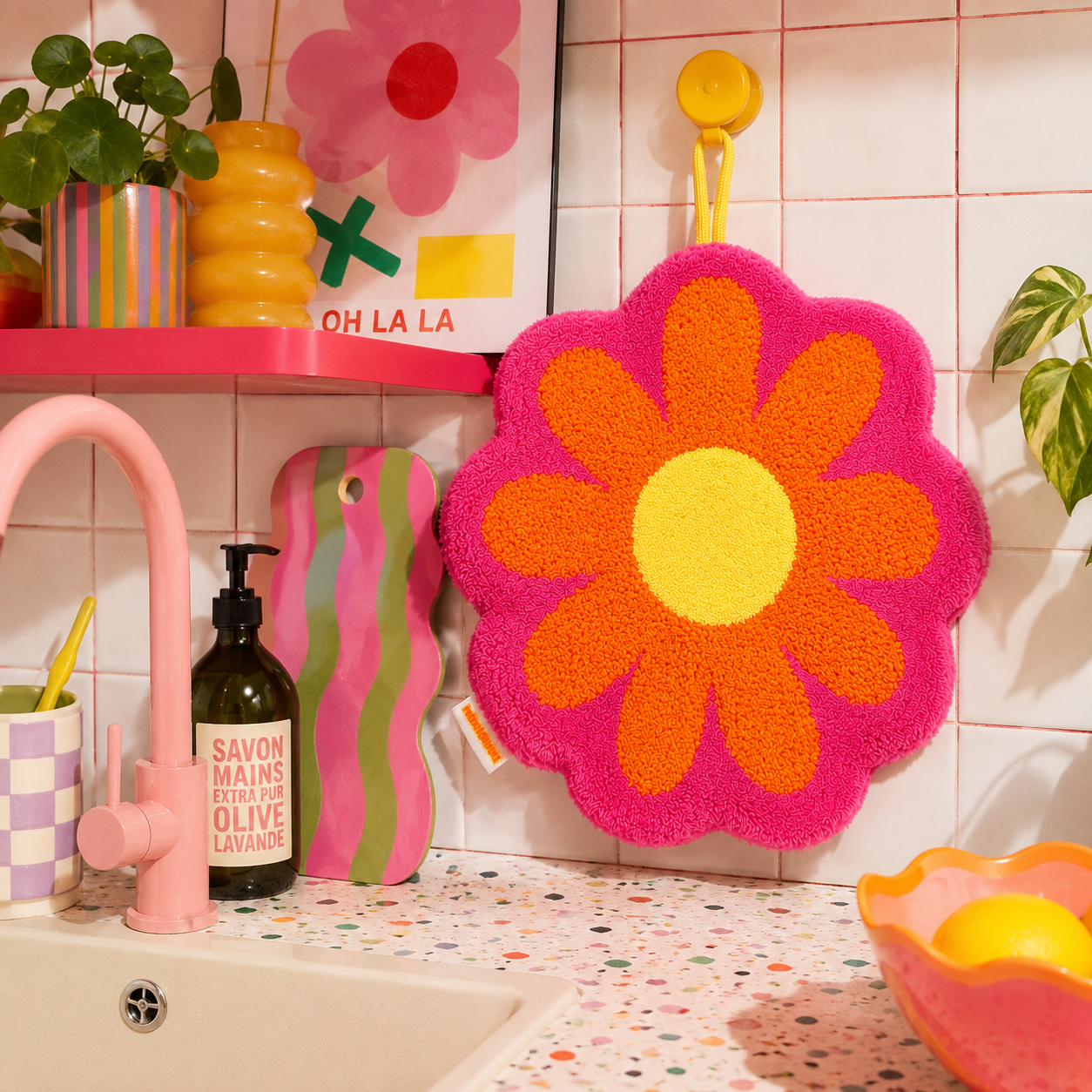 Essuie-mains Coréen -Serviette Happy Hands Groovy Flower