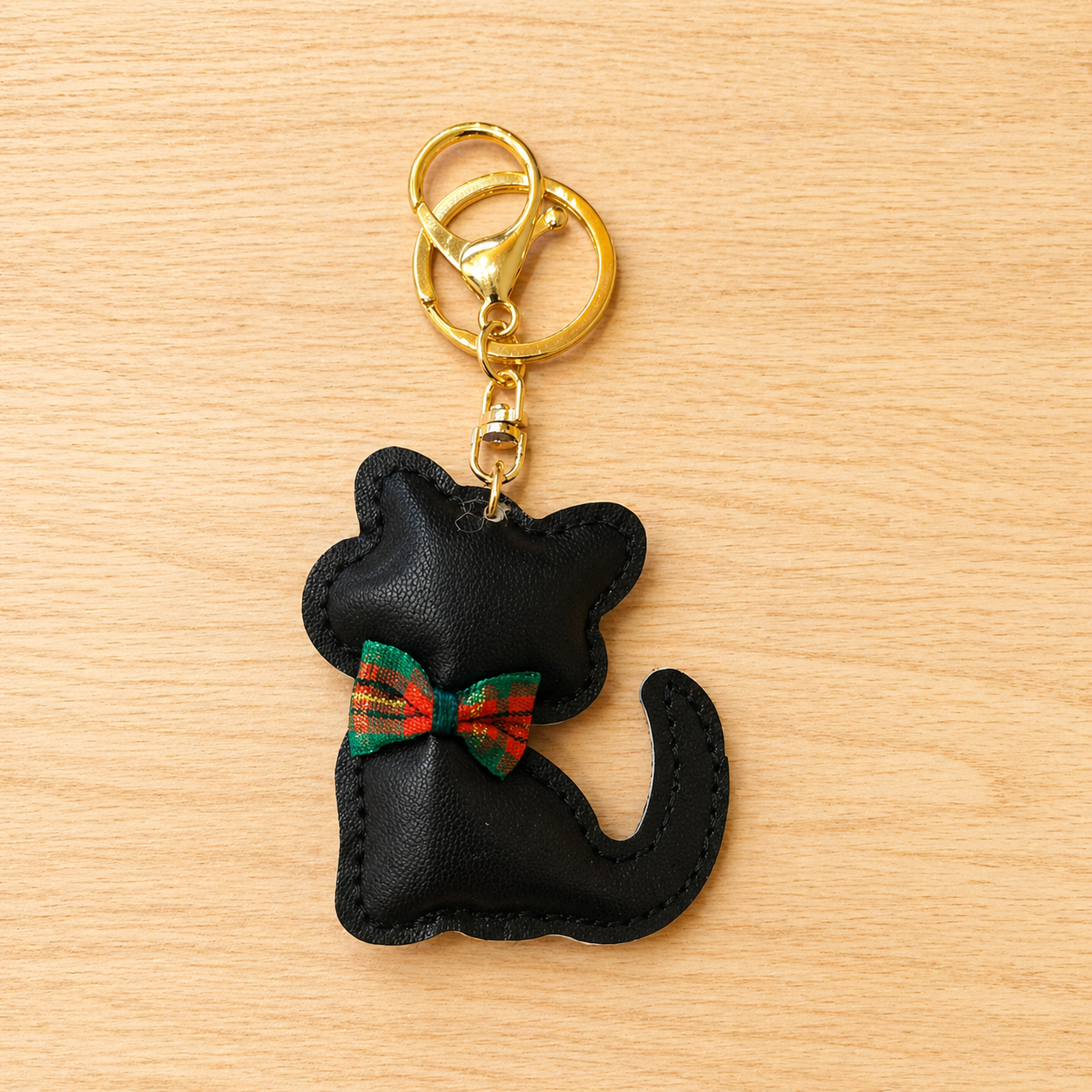 Porte-clés Chat Elégant Noir et Rose