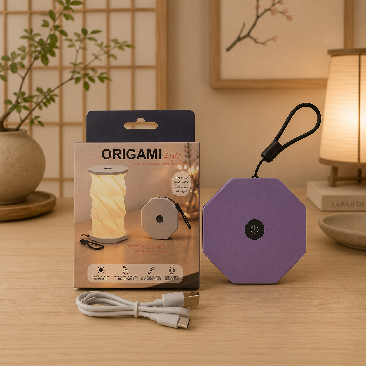 Lampe Origami pliable LED Rechargeable - Japan Style