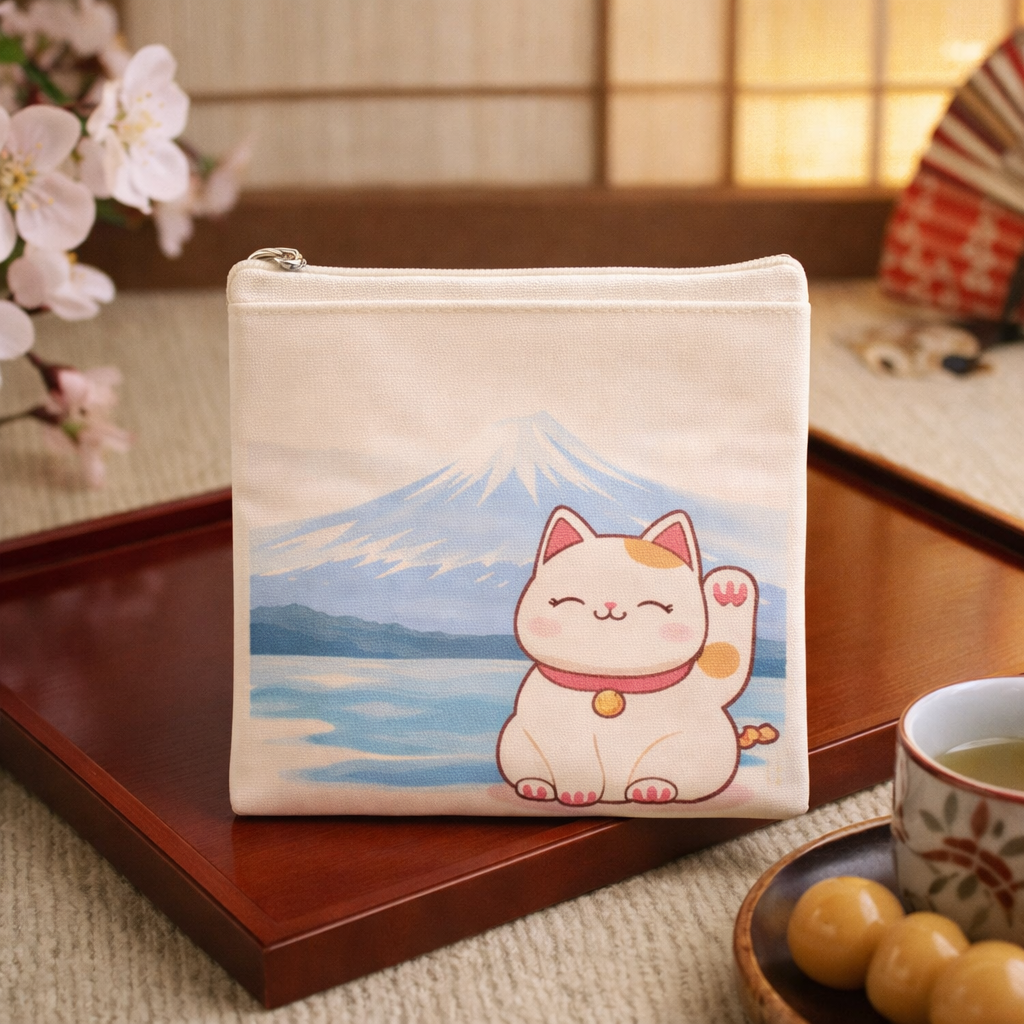 Petite pochette Lucky Cat Japon- Maneki Neko - Porte Monnaie