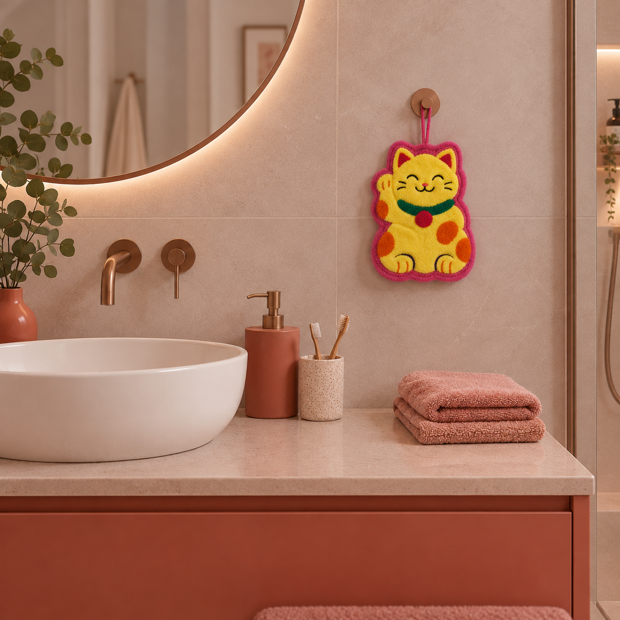Essuie-mains Coréen Lucky Cat -Serviette Happy Hands