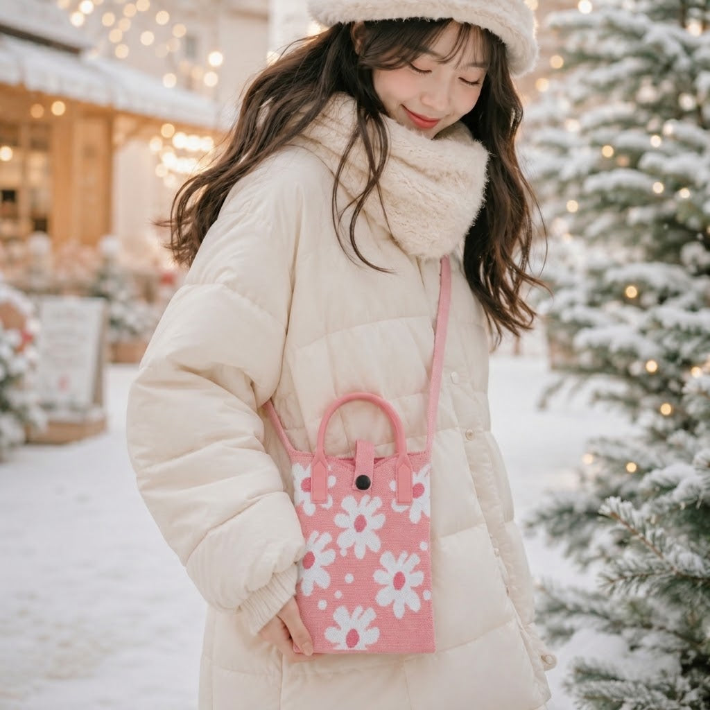 Pixie Bag Marguerite Rose - Petit sac Coréen Téléphone portable