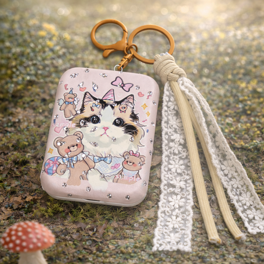 Miroir pliant - Porte clés Chat et Ourson Dentelle Kawaii