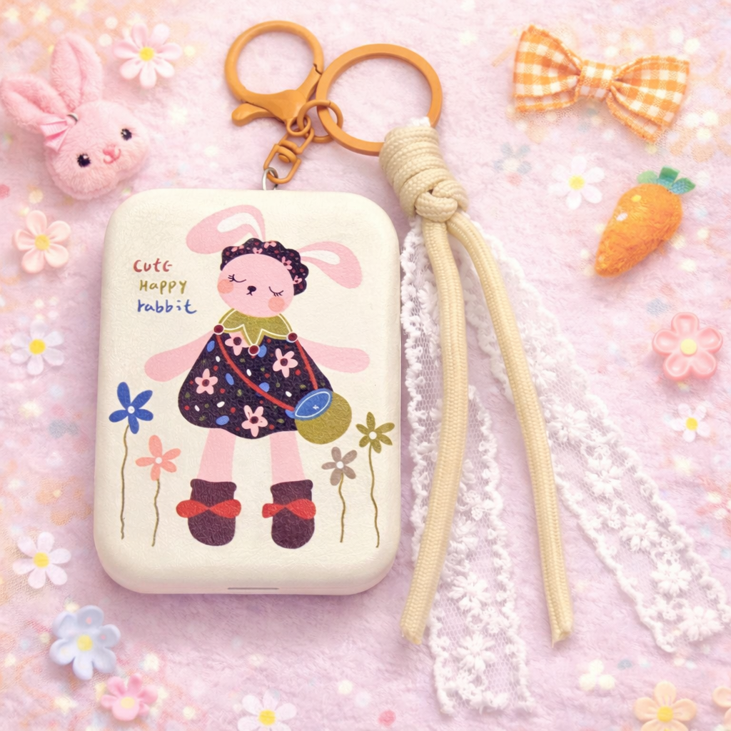 Miroir pliant - Porte clés Lapin Beige