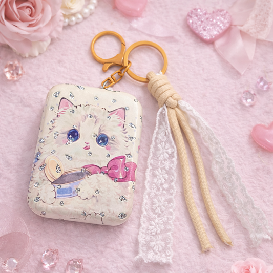 Miroir pliant - Porte clés Chat Dentelle Kawaii