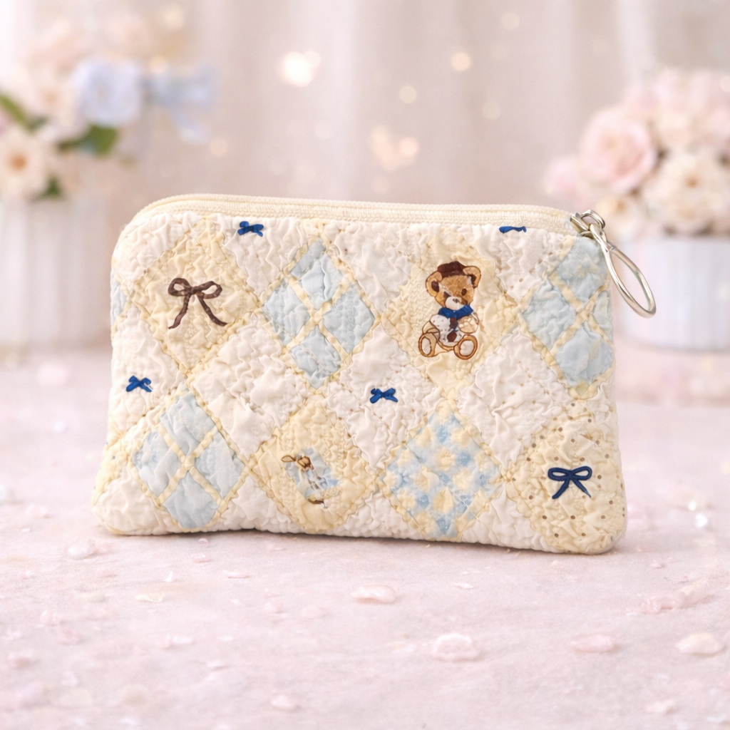 Porte-monnaie Carreaux Oursons Bleus