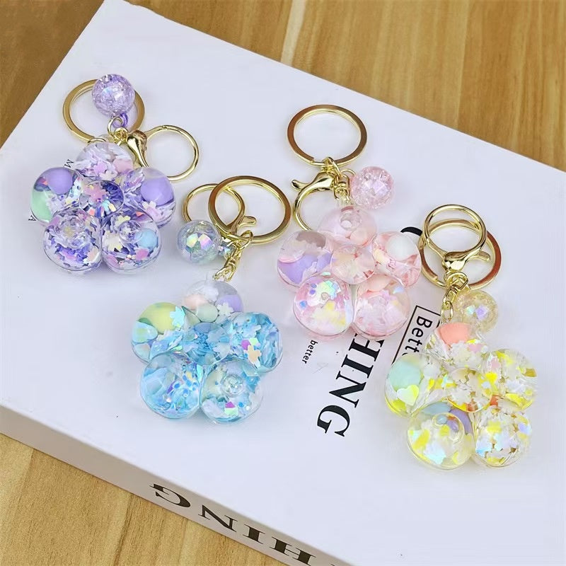 Porte-clés scintillant liquide Fleur