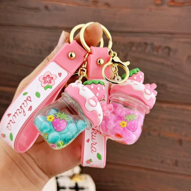 Porte-clés Fraise Sakura Bubble Liquide