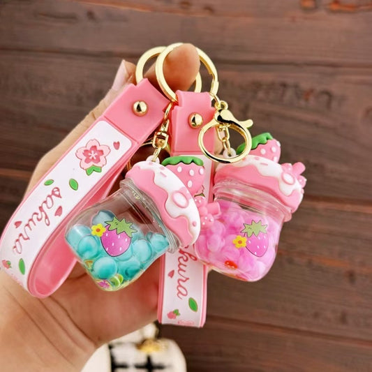 Porte-clés Fraise Sakura Bubble Liquide