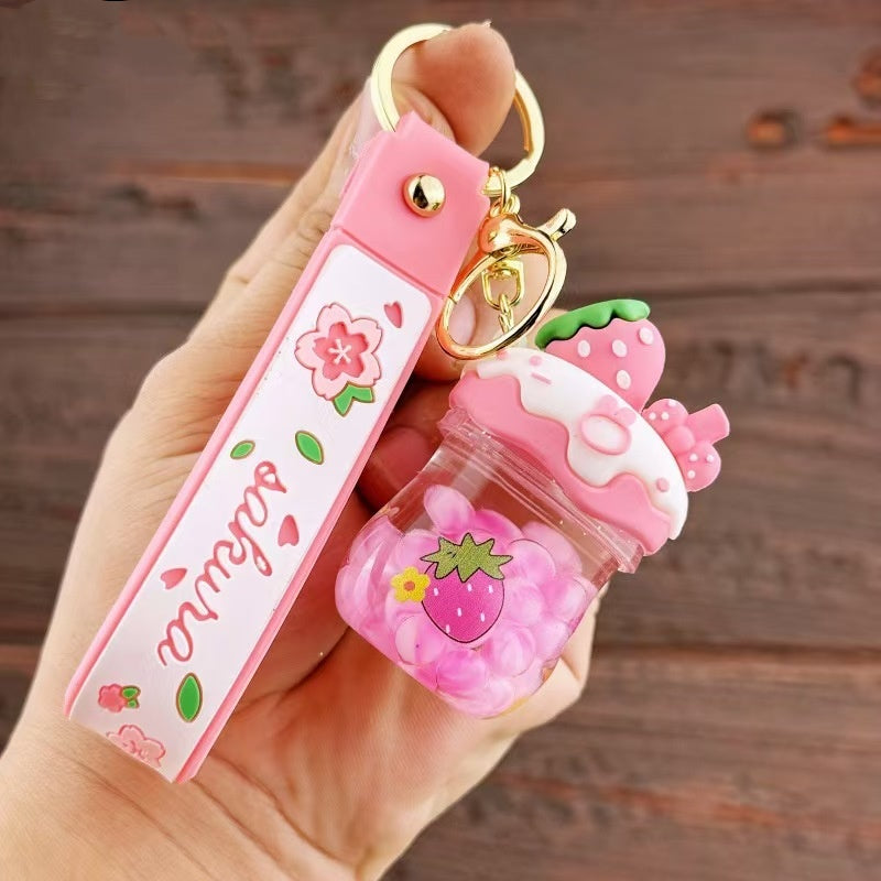Porte-clés Fraise Sakura Bubble Liquide