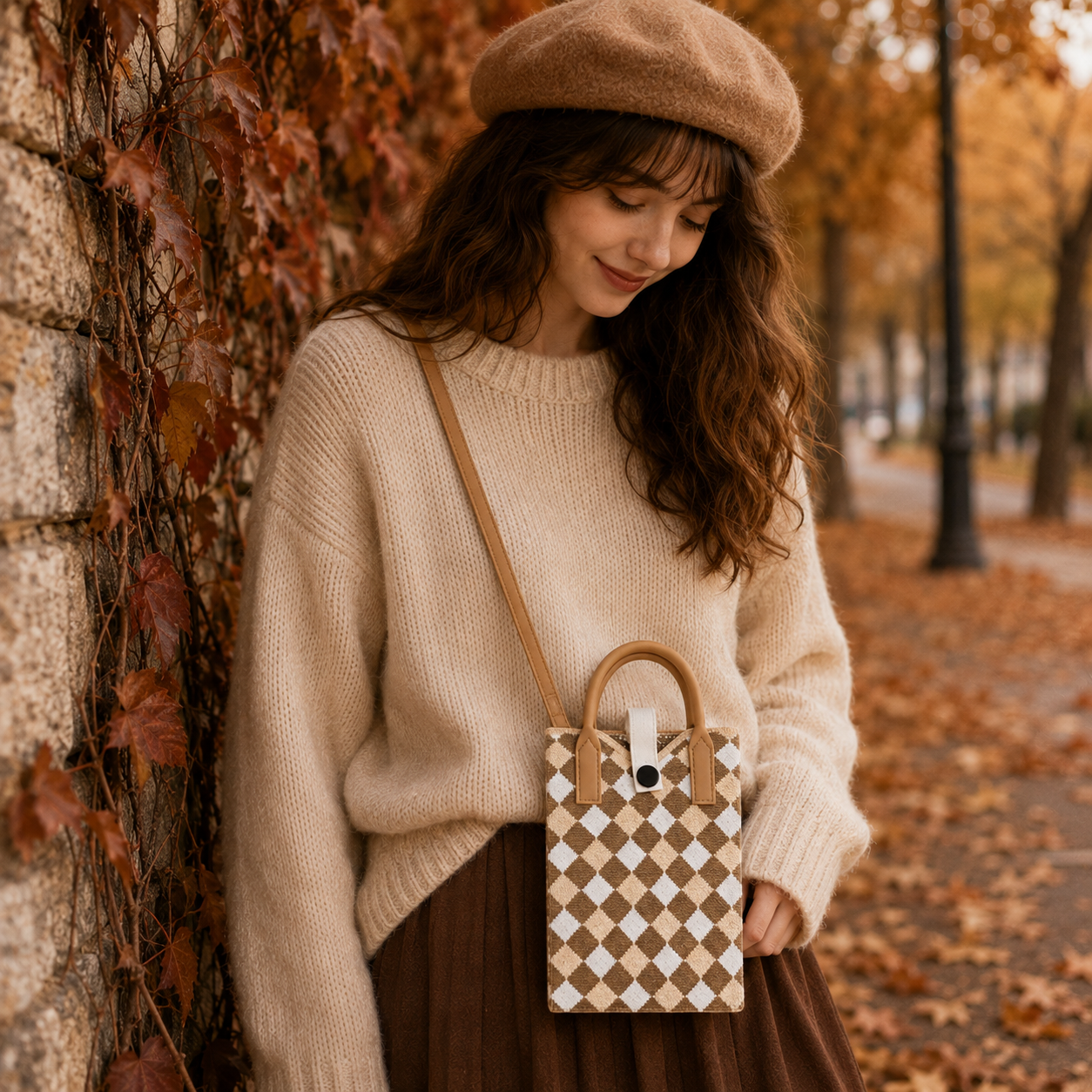 Pixie Bag Cambridge Automne-  Petit sac Coréen Smartphone