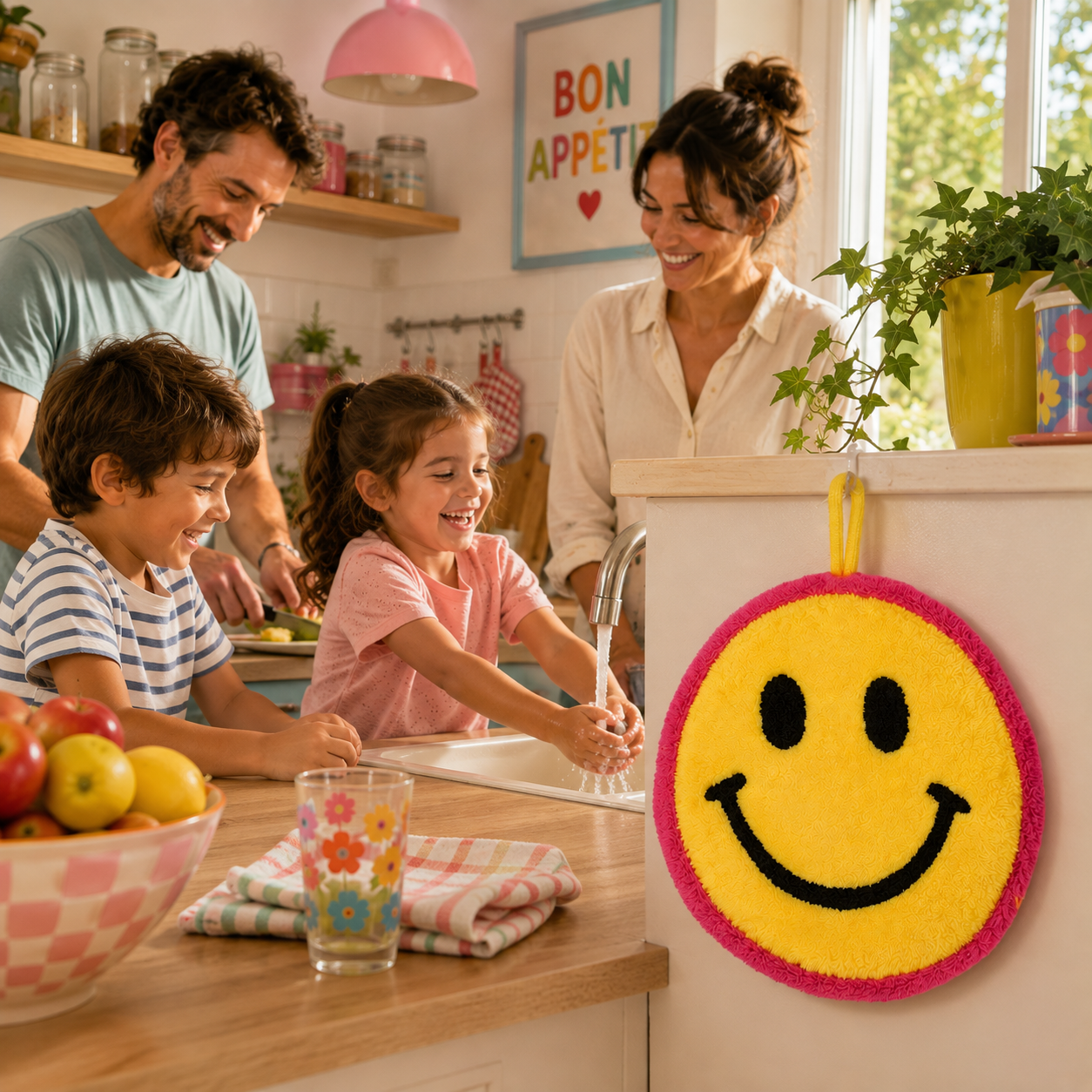 Essuie-mains Coréen Smiley - Serviette Happy Hands